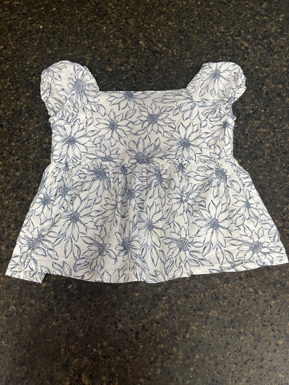 Joie SET White Blue Cotton Floral Print Peasant Little Girls Shirt Top Shorts - Picture 3 of 12